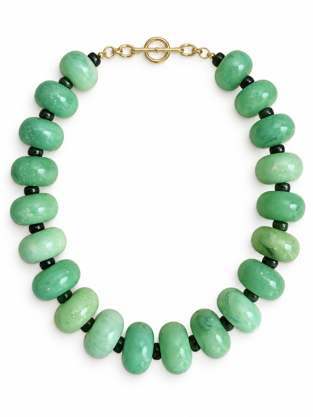 Oversized Beaded Statement Necklace - Chunky Green Bead Necklace